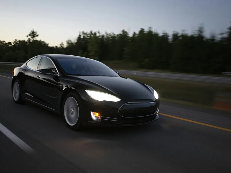 A modern electric car on the road